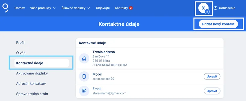 kontaktné údaje web