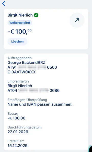 Abgeschlossener Auftrag Details - George App