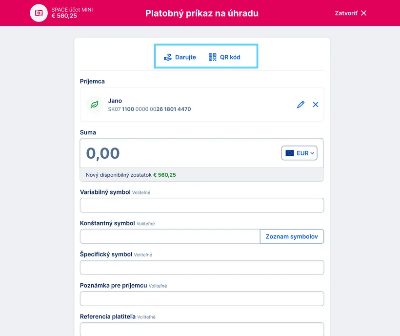 platobný príkaz na úhradu