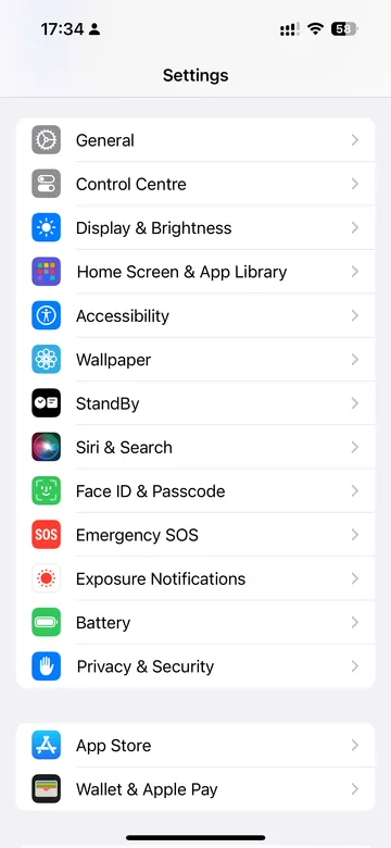 iPhone settings