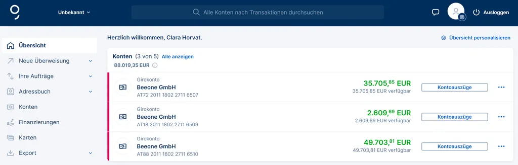 Die Konten in der Übersicht
