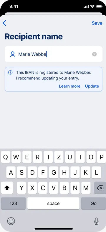 Verification of payee - name not the same