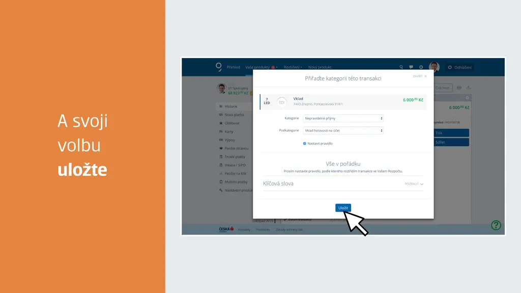Jak kategorizovat platbu krok 6
