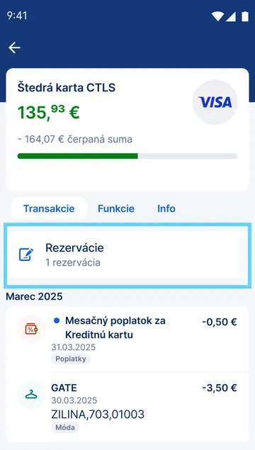 prehľad transakcii app