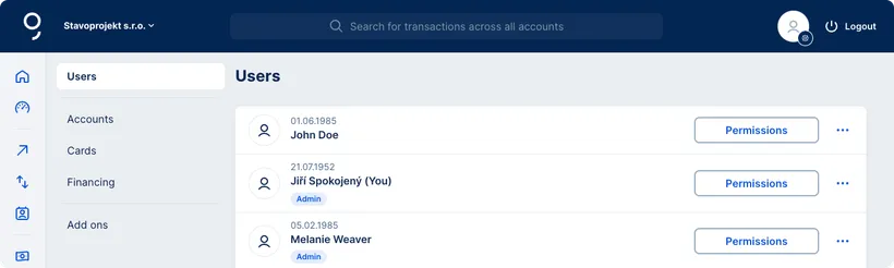 Section for administrators