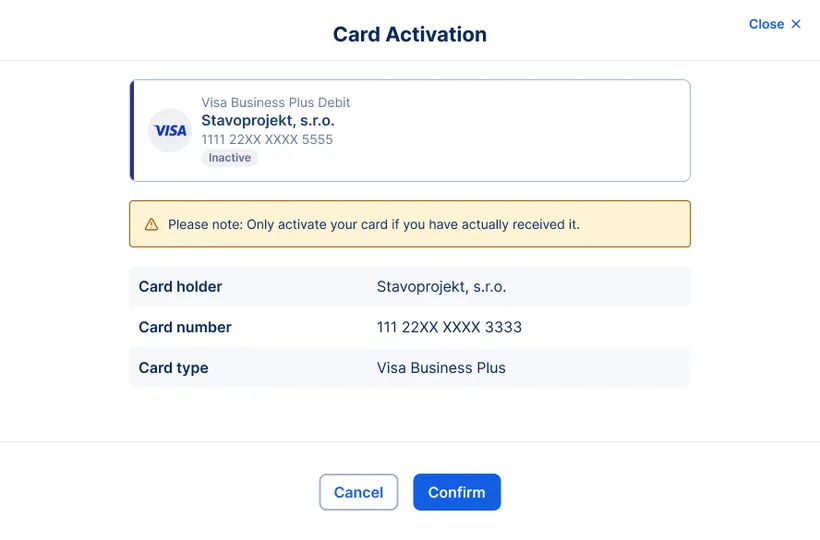 Detail Card Activation