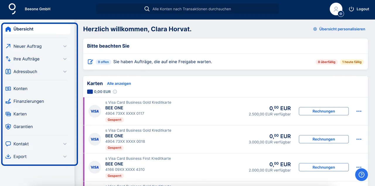 Linkes Seitenmenü