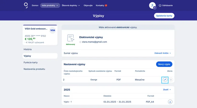 úprava výpisov web