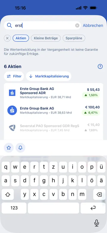 Ihre Eingabe in die Suchleiste