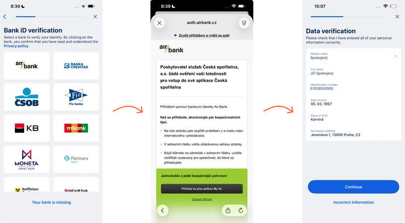 Choosing a bank for verification