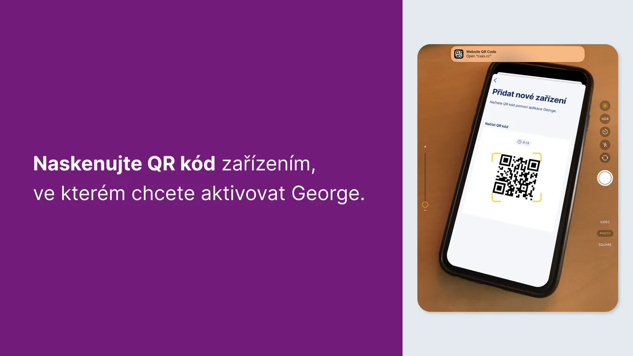 Naskenujte QR kód zařízením, ve kterém chcete aktivovat George.