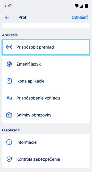 prispôsobiť prehľad