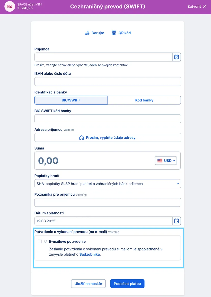 potvrdenie o realizovaní príkazu