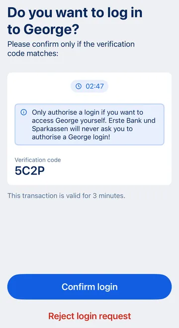 George web login - mobile confirmation
