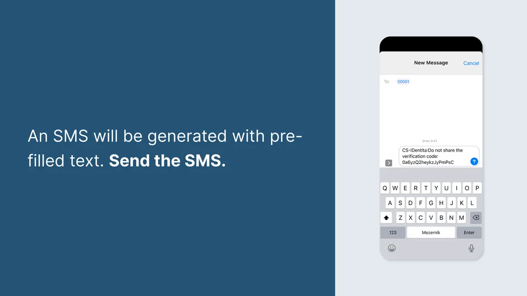 An SMS will be generated with pre-filled text. Send the SMS.
