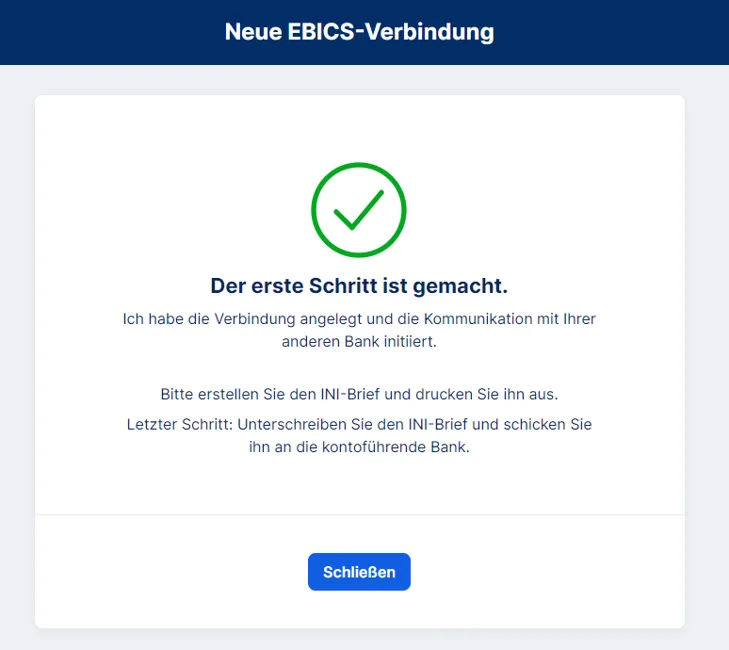 Neue EBICS-Verbindungen einrichten