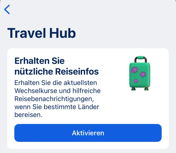 Travel Hub Aktivieren