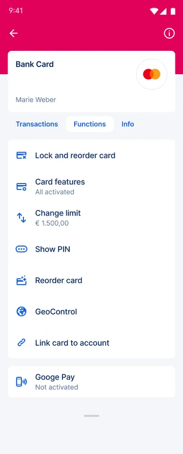 Debit card overview app