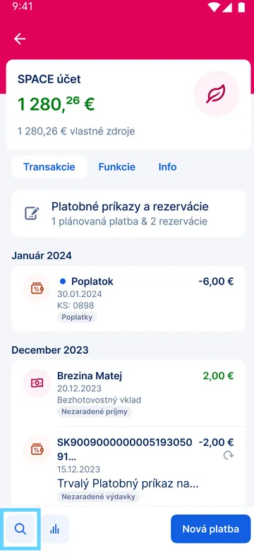 vyhľadanie podľa filtov app