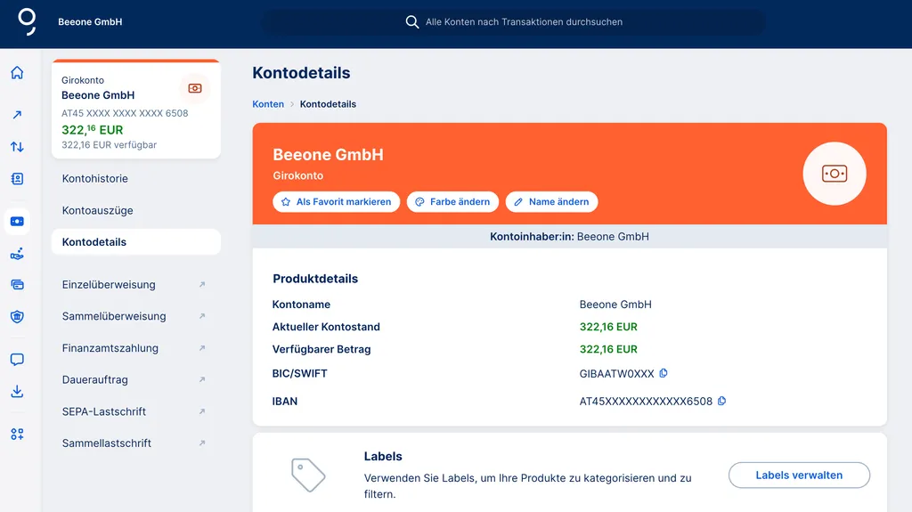 Ihre Kontodetails im Überblick