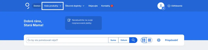 výber karty web