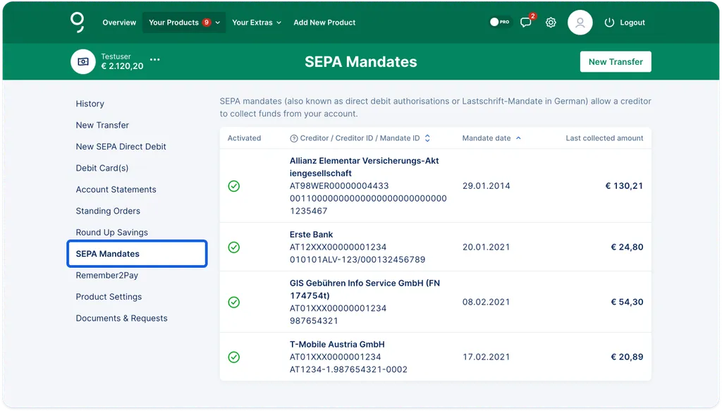 SEPA Mandates