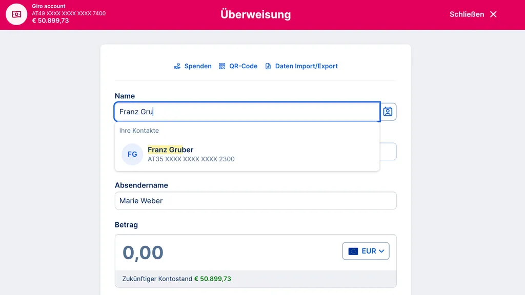 Überweisung Details