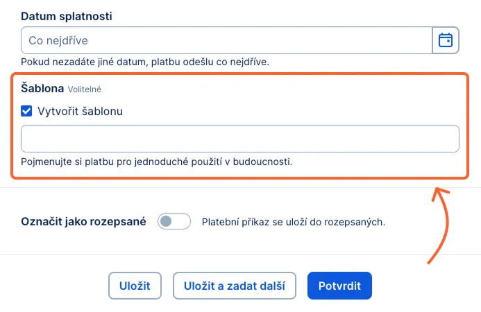 Vytvoření šablony