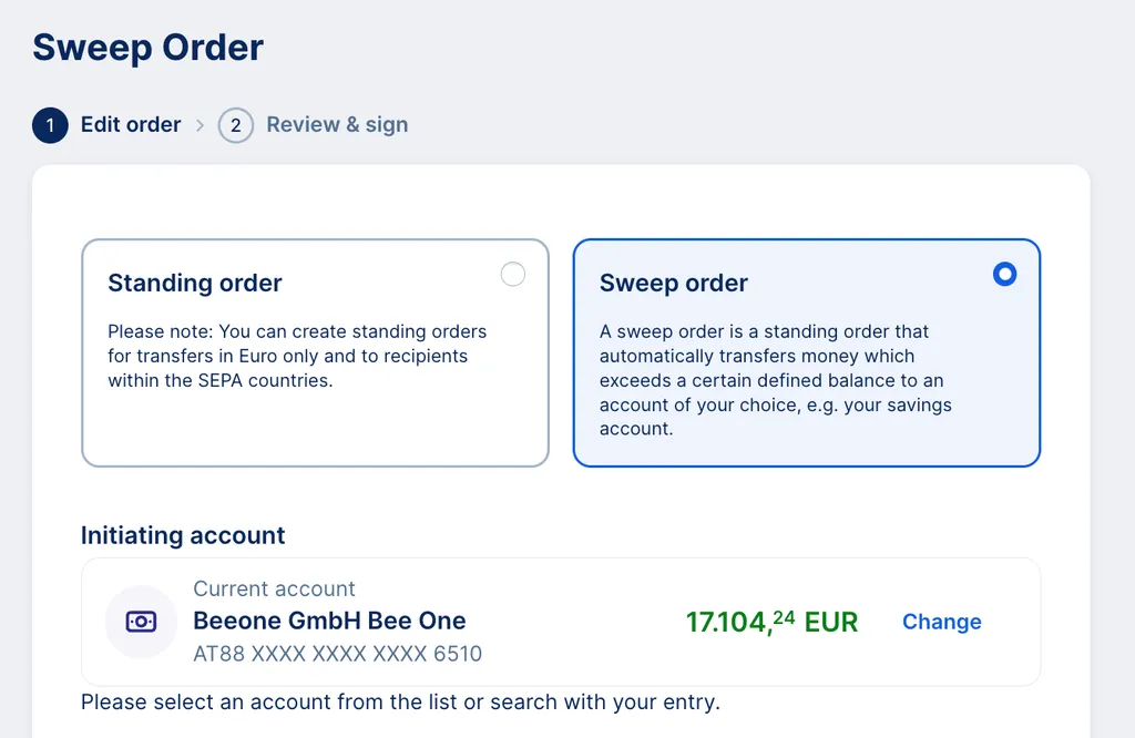 Sweep or standing order