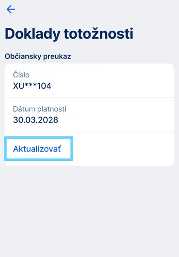 aktualizácia dokladu totožnosti 