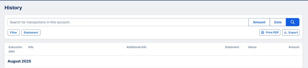 Export of transaction history