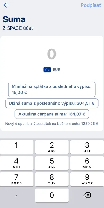 výber sumy na splatenie app