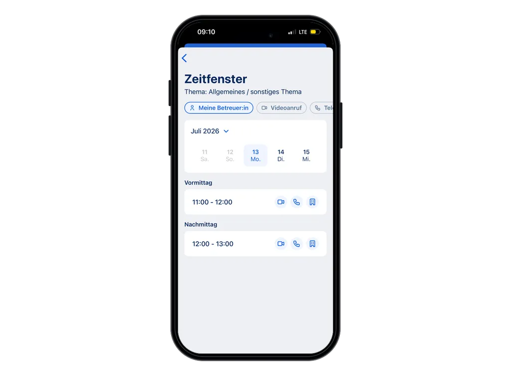Termin Zeitfenster auswählen