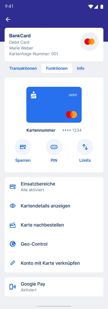 Debitkarte Funktionen
