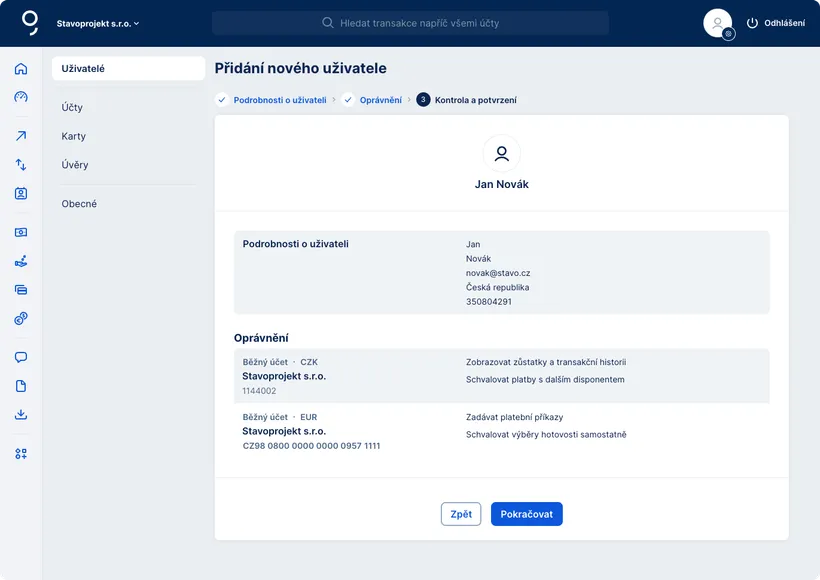Sumarizace zadaných údajů