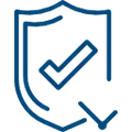 Icon Wappen mit Häckchen.
