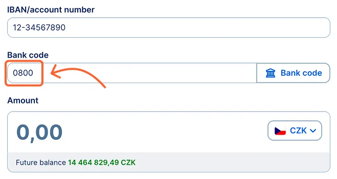Entering bank code