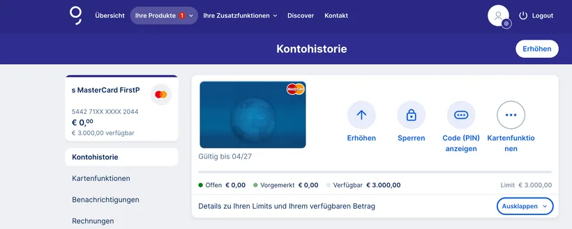 Kreditkarte - Historie - Sperren - George Web