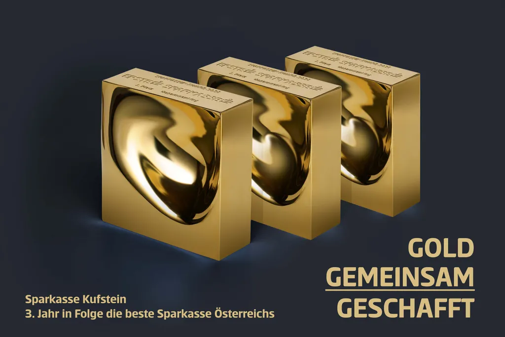 Sparkasse Kufstein 3. Jahr in Folge die beste Sparkasse Österreichs, Gold gemeinsam geschafft