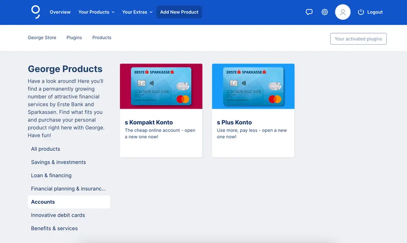 Current accounts in the George Store