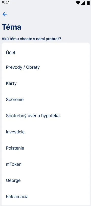 výber témy komunikácie app
