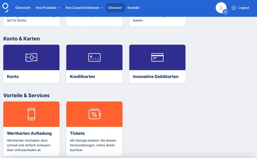 Konten und Karten in Discover: George Web