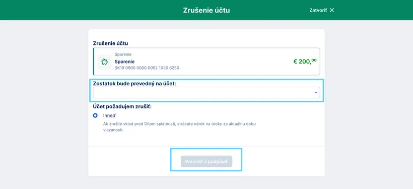 Zrušenie sporiaceho účtu