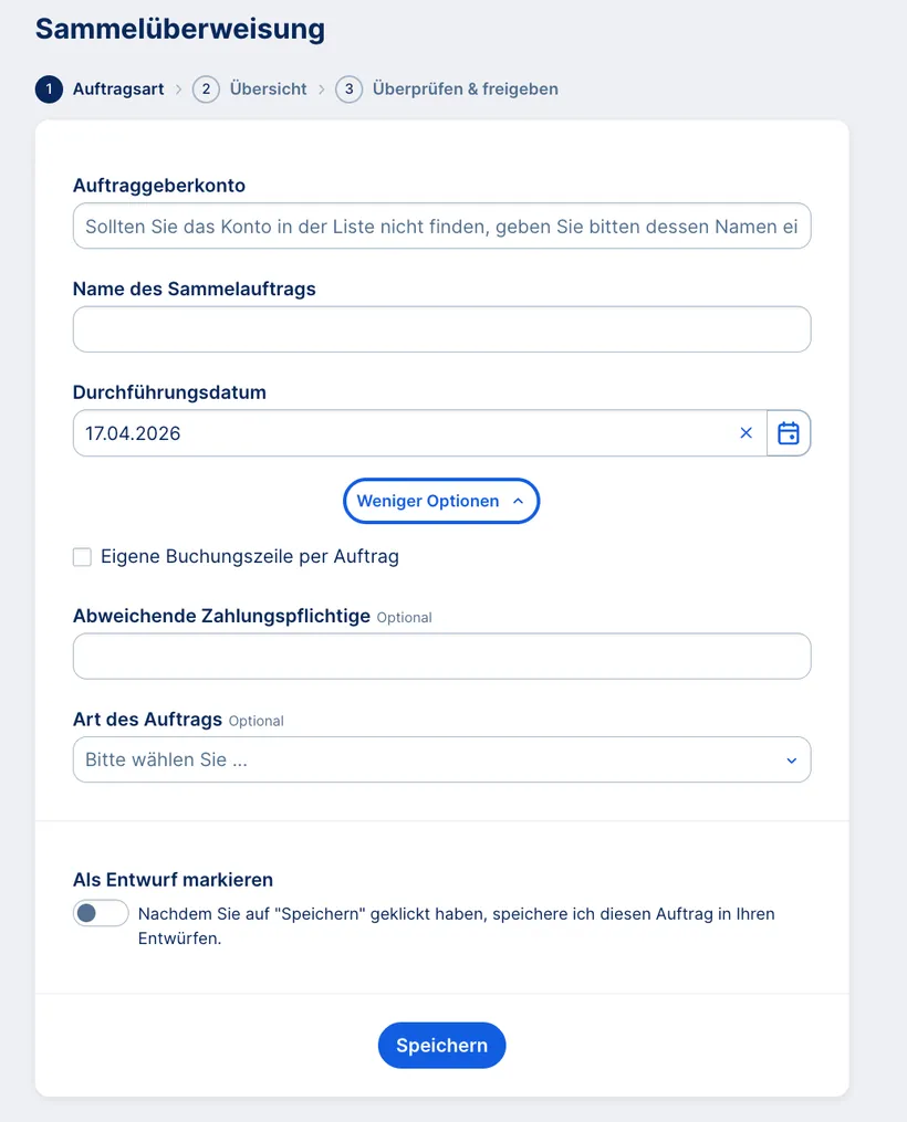 Sammelüberweisung erstellen