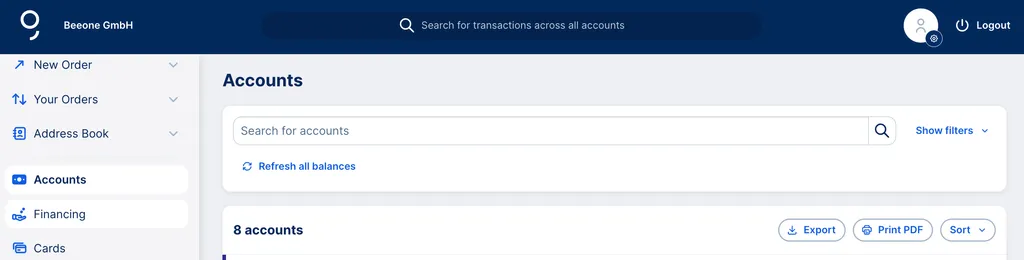 Your Accounts in the Overview