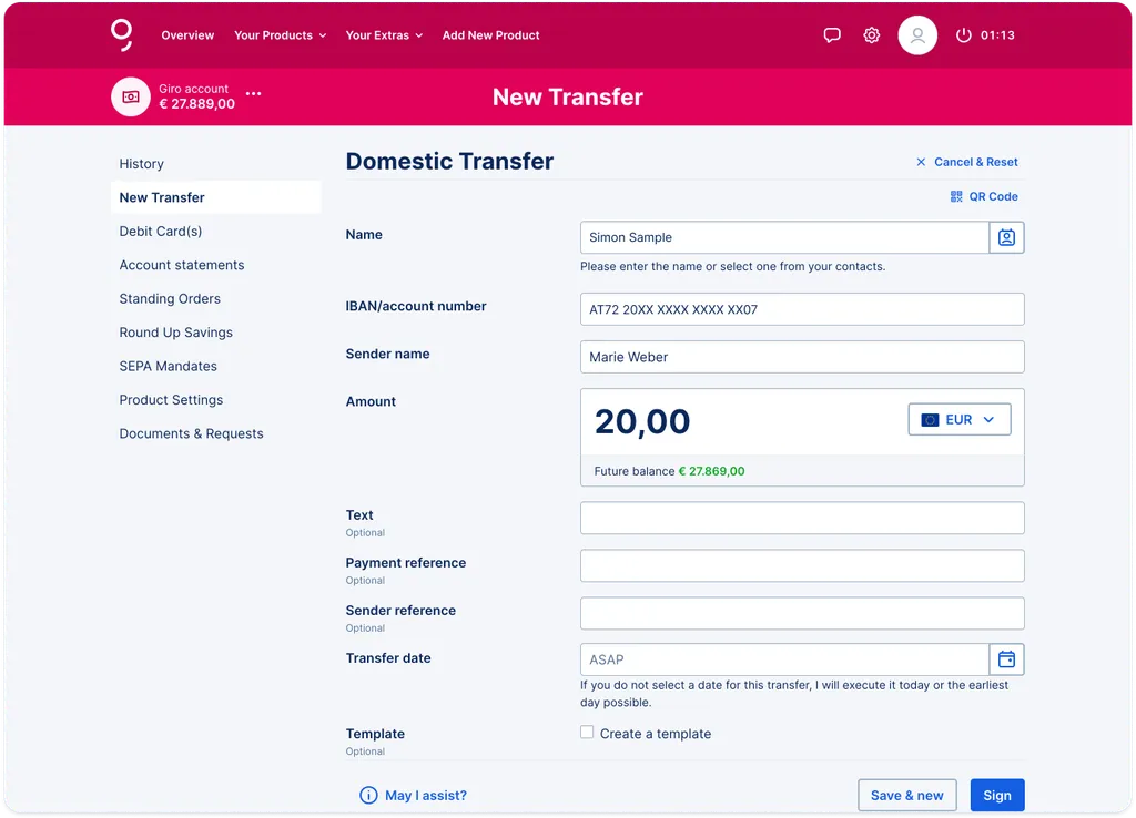 Transfer form