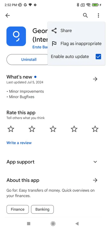 George Play Store settings
