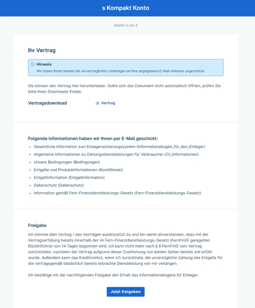 Current account opening process step 3 web