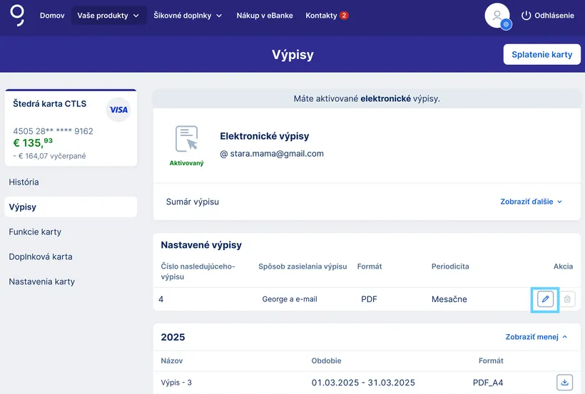 úprava výpisov web