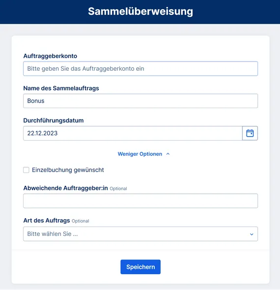 Sammelüberweisung erstellen